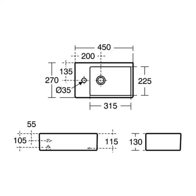 Lavoar Ideal Standard Strada, pe blat, 45 x 27 cm, alb, K081701 [4]