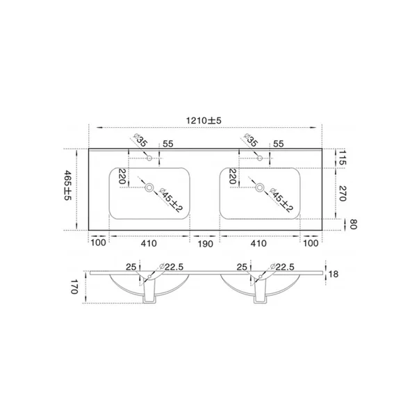 Lavoar incastrat alb Fluminia Siena-120 121 cm [2]