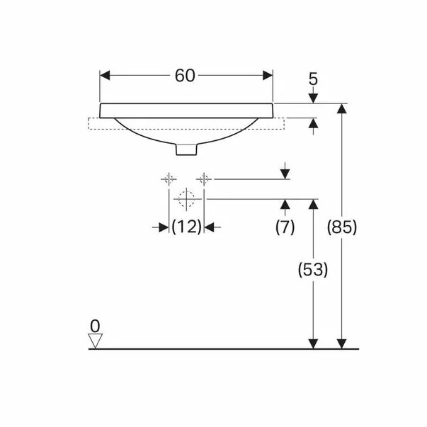 Lavoar incastrat Geberit Variform eliptic cu preaplin 60x45 cm [4]