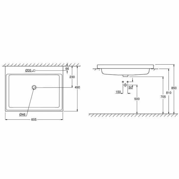 Lavoar incastrat Grohe Cube Ceramic cu PureGuard 60.5x49 cm [3]