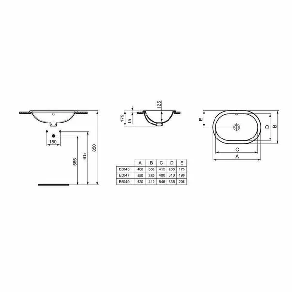Lavoar incastrat Ideal Standard Connect 55x38 cm [2]