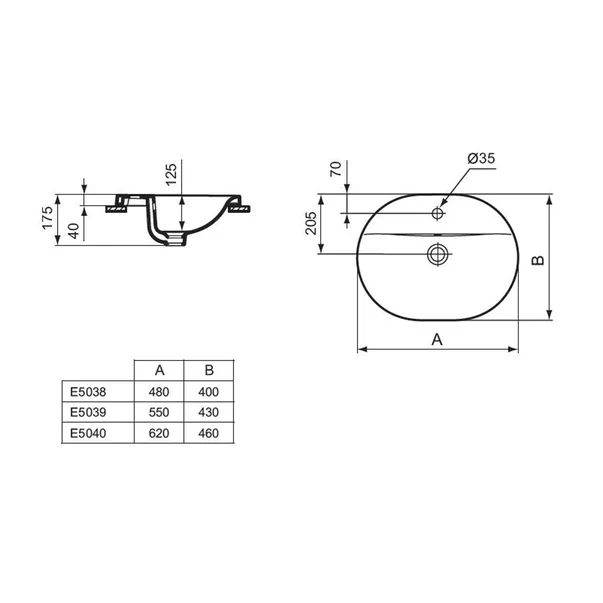 Lavoar incastrat Ideal Standard Connect 62 cm alb lucios [2]