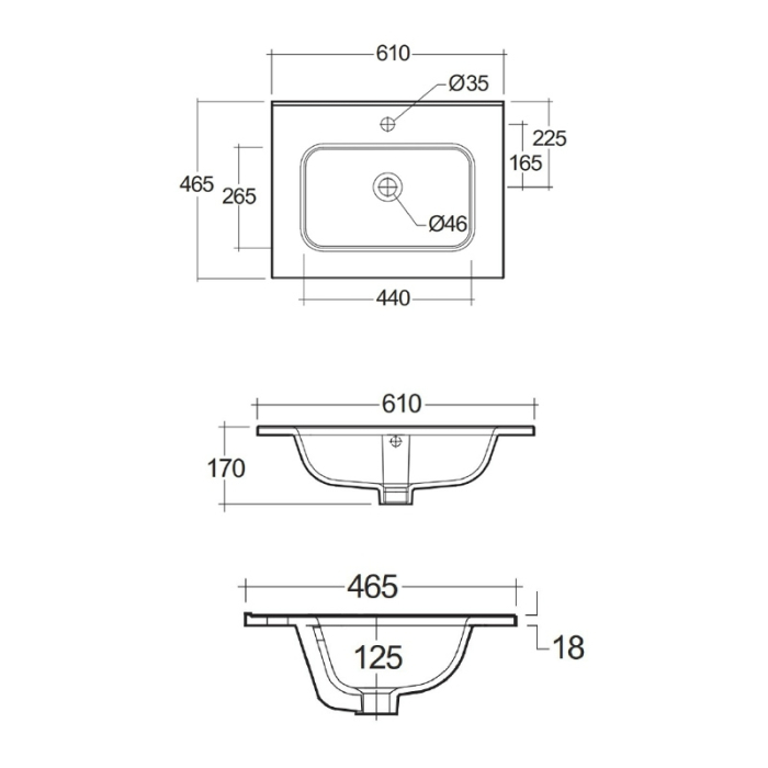Lavoar incastrat, RAK, Joy, 61 cm, alb [2]
