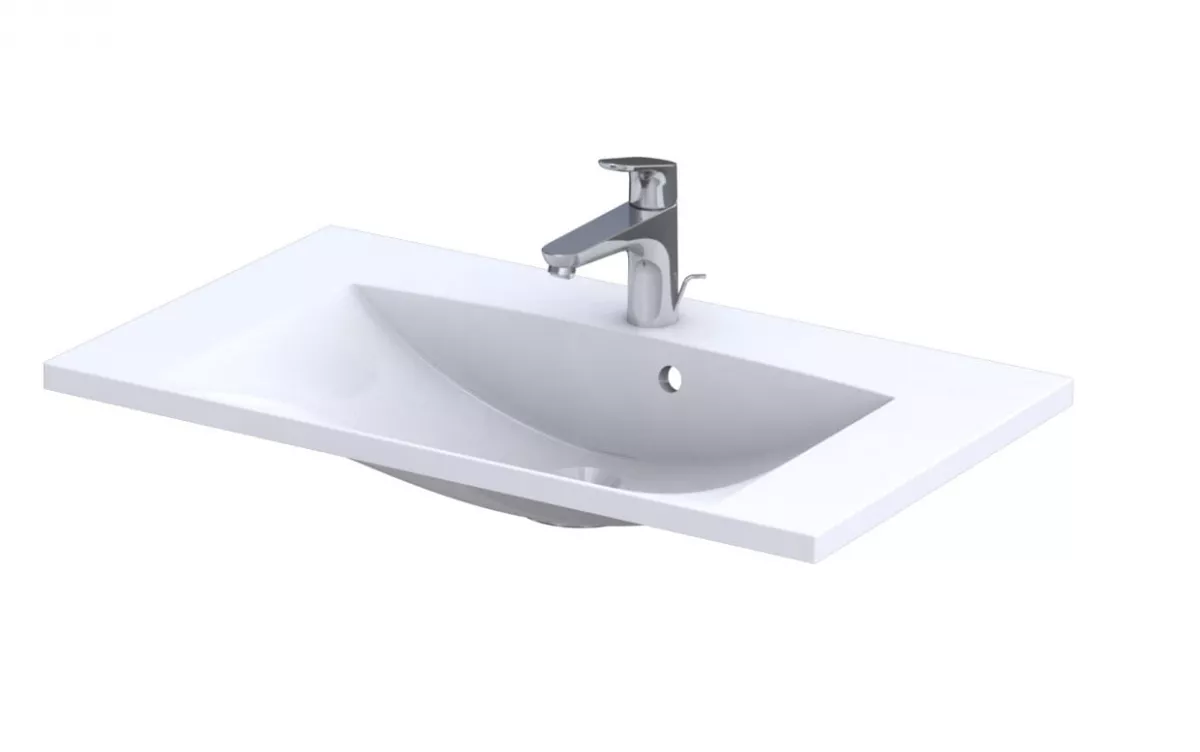 Lavoar Oristo Amelia UME-AM-80-92, 800 x 460 mm, montare pe masca, preaplin, marmura compozita, alb [2]