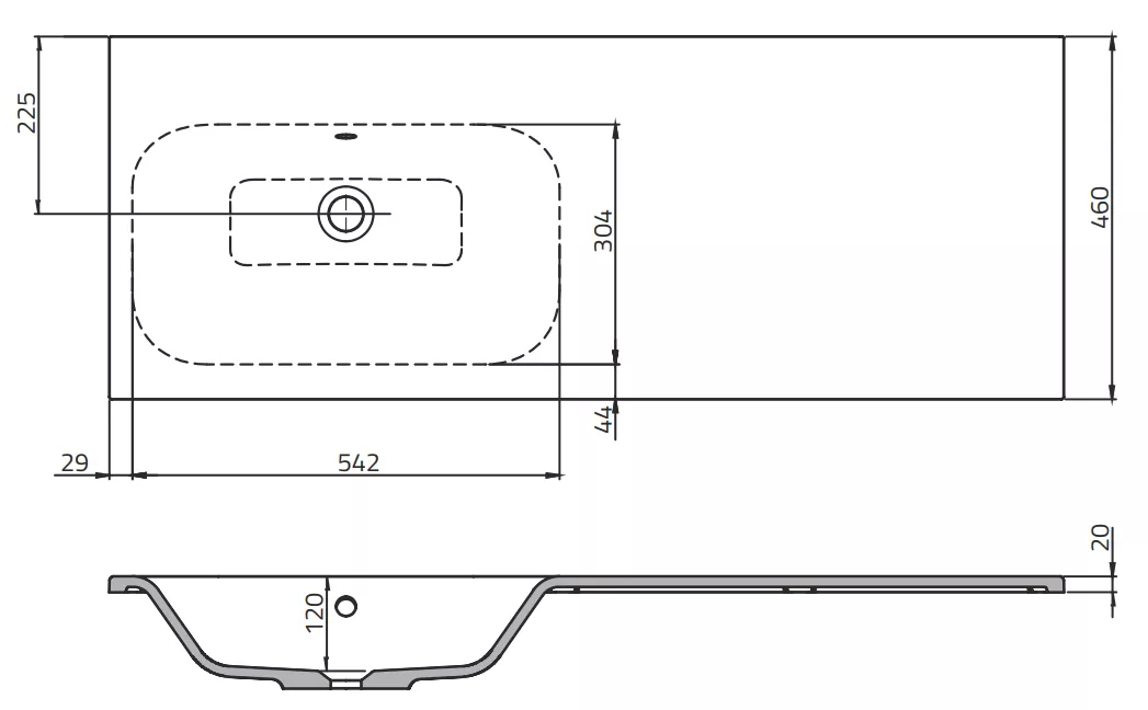 Lavoar Oristo Are, pe mobilier, 121 x 46 cm, alb, UME-AR-120-92-L [2]