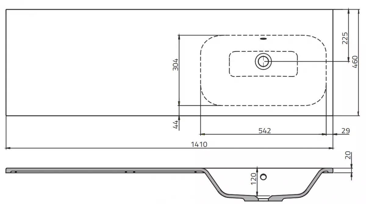 Lavoar Oristo Are, pe mobilier, 121 x 46 cm, alb, UME-AR-120-92-P [2]