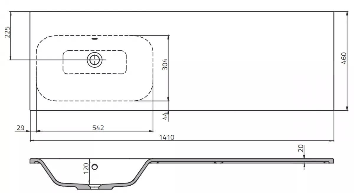 Lavoar Oristo Are, pe mobilier, 141 x 46 cm, alb, UME-AR-140-92-L [2]