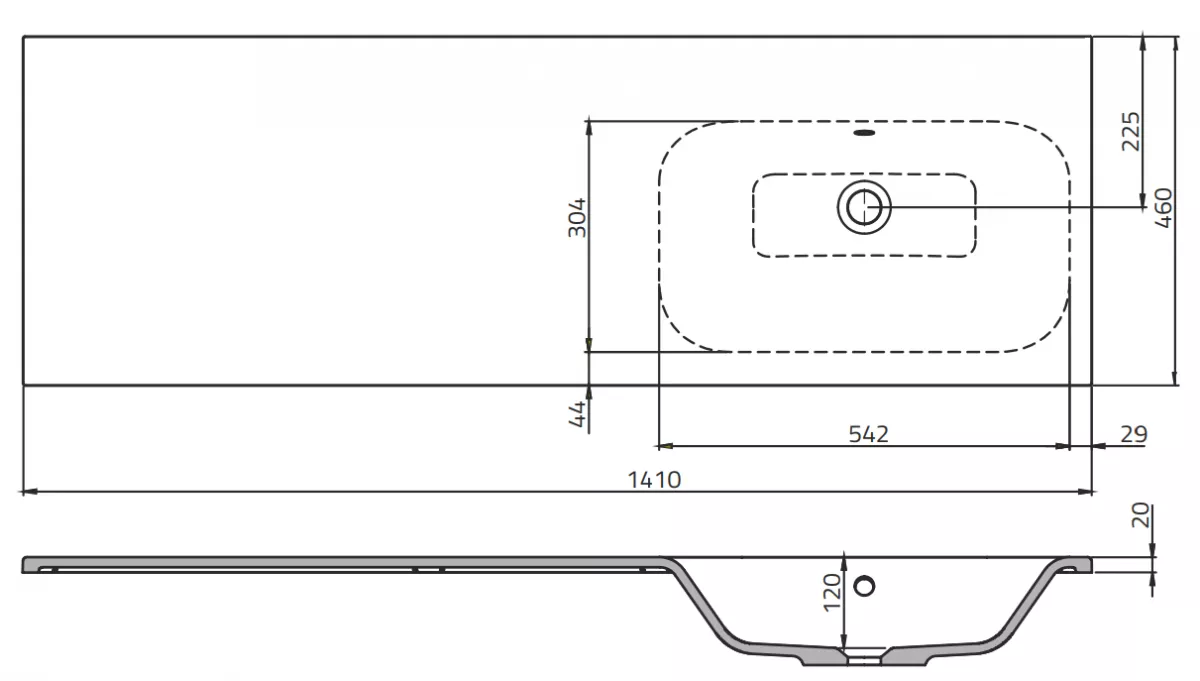 Lavoar Oristo Are, pe mobilier, 141 x 46 cm, alb, UME-AR-140-92-P [2]