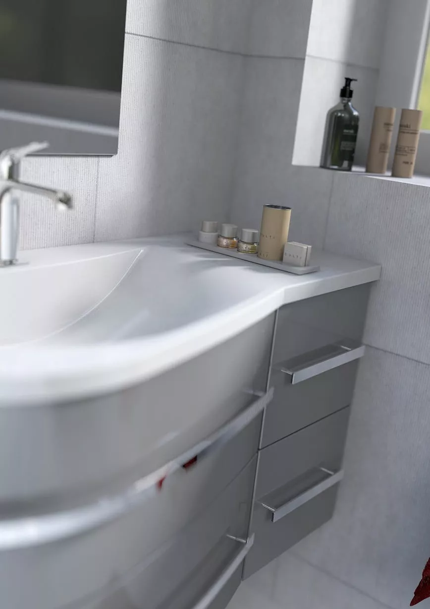 Lavoar Oristo Opal UME-OP-90-92-L, 915 x 445 mm, montare pe masca, preaplin, marmura compozita, alb [6]