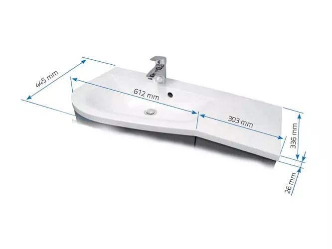 Lavoar Oristo Opal UME-OP-90-92-P, 915 x 445 mm, montare pe masca, preaplin, marmura compozita, alb [5]
