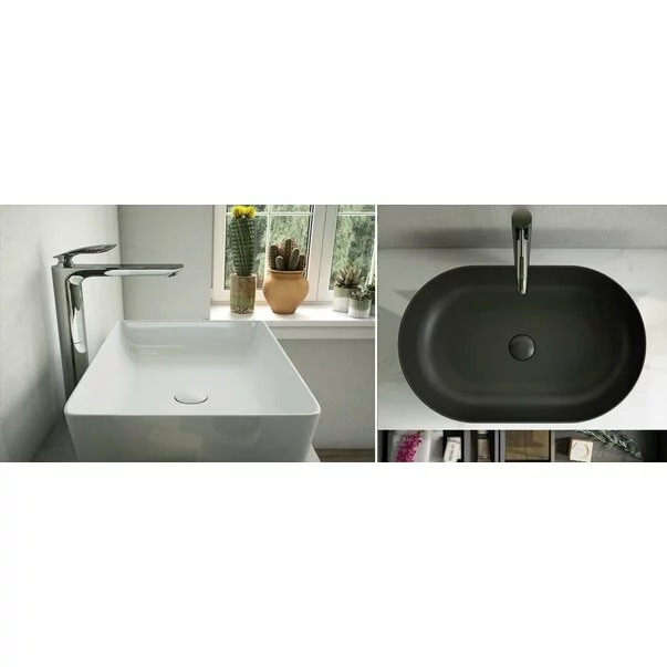 Lavoar oval negru mat Rak Feeling 55x35 cm [5]