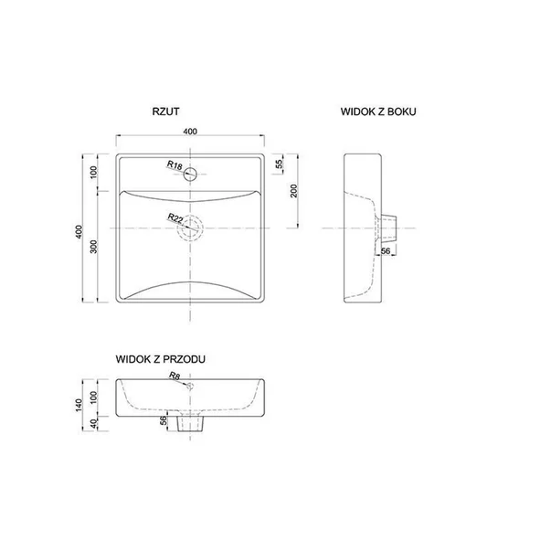 Lavoar pe blat alb Defra Elan 40 cm [2]