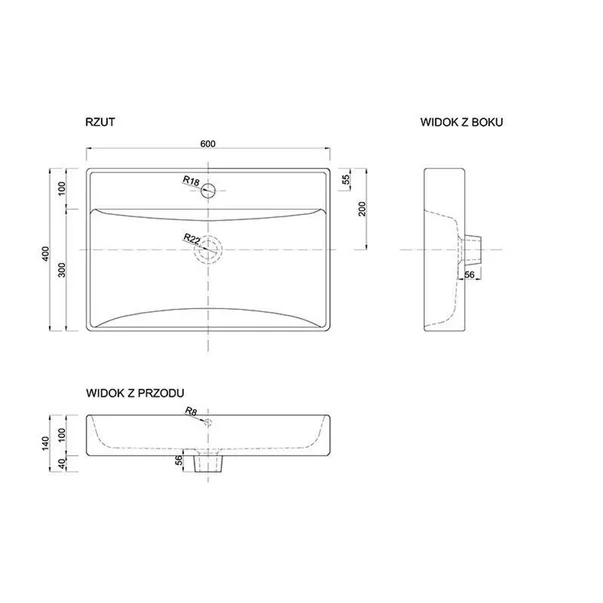 Lavoar pe blat alb Defra Elan 60 cm [2]