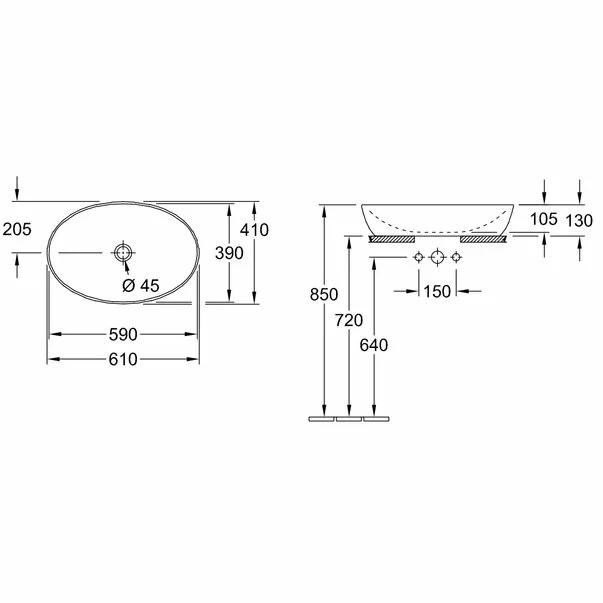 Lavoar pe blat Artis Villeroy&Boch 61x41 cm [2]