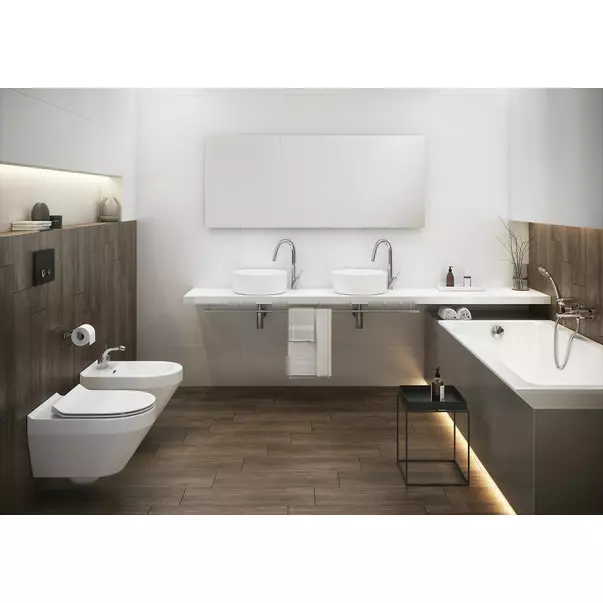 Lavoar pe blat Cersanit Crea alb lucios 38 cm [2]