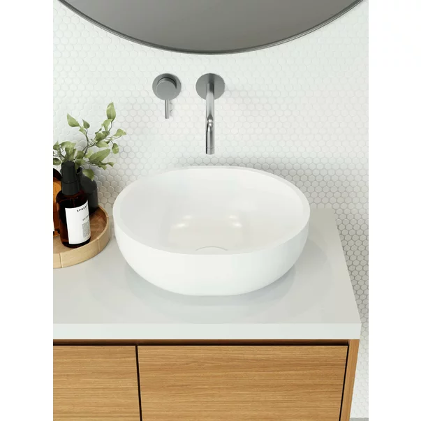 Lavoar pe blat din compozit Marmite Chira 40 cm alb [3]