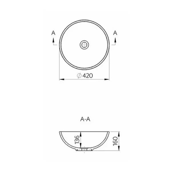 Lavoar pe blat din compozit Marmite Kierros rotund 42 cm negru lucios [2]