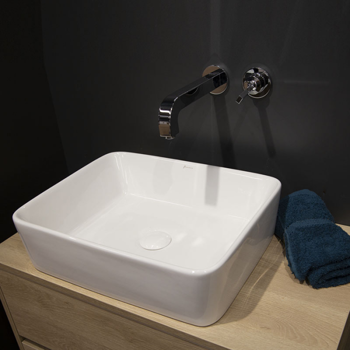 Lavoar pe blat Fluminia, Ares, dreptunghiular, 48 x 37 cm, alb [7]