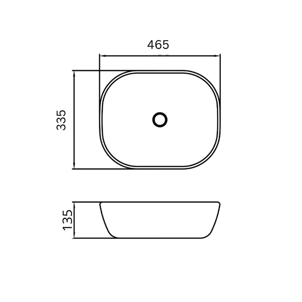 Lavoar pe blat Fluminia Crius alb negru dreptunghiular 46.5x33.5 cm [2]