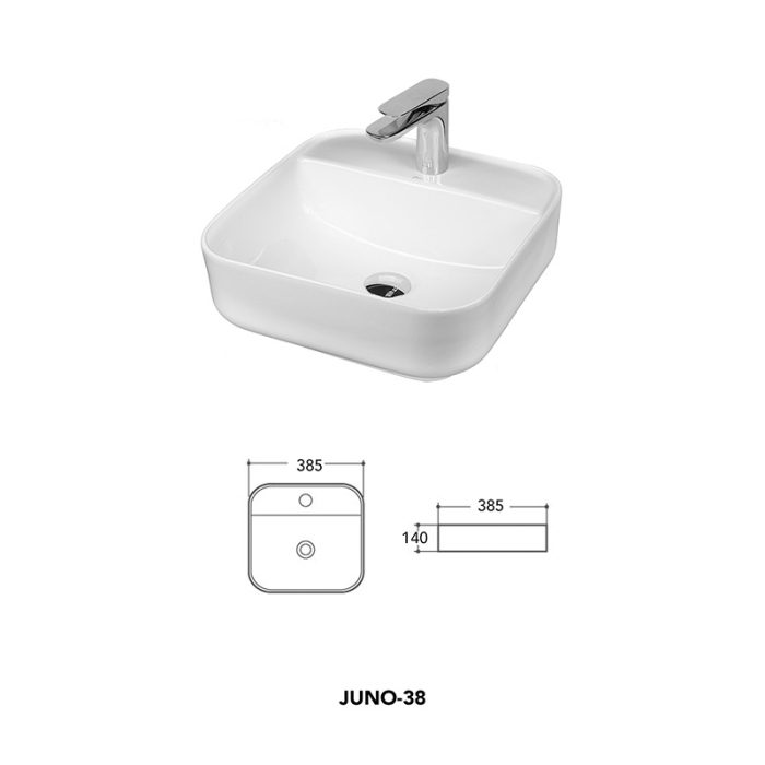 Lavoar pe blat, Fluminia, Juno-38, pătrat, 38,5 x 38,5 cm, alb [2]