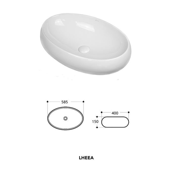 Lavoar pe blat Fluminia, Lheea, oval, 58.5 x 40 cm, alb [3]