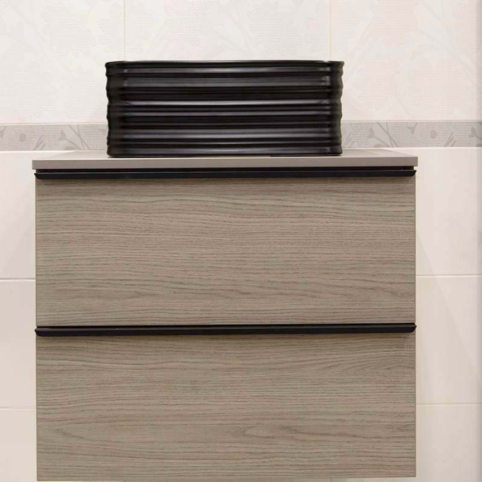 Lavoar pe blat, Fluminia, My Black Box, patrat, 39 x 39 cm, cu ventil, negru mat [7]