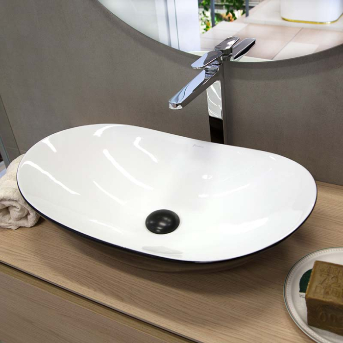 Lavoar pe blat Fluminia, My night, oval, 60.5 x 36 cm, alb-negru [6]