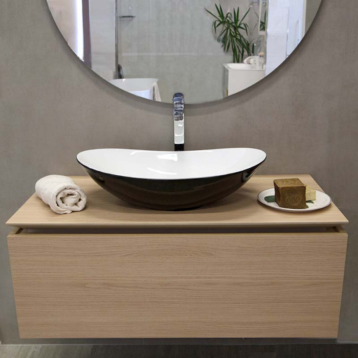 Lavoar pe blat Fluminia, My night, oval, 60.5 x 36 cm, alb-negru [7]