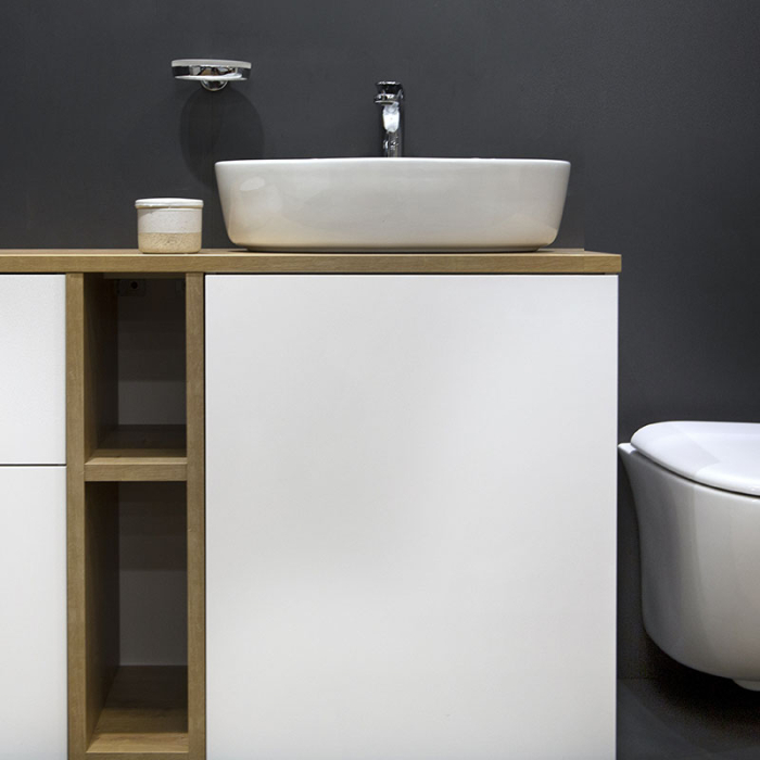 Lavoar pe blat Fluminia, Tamisa, oval, 57 x 41 cm, alb [8]