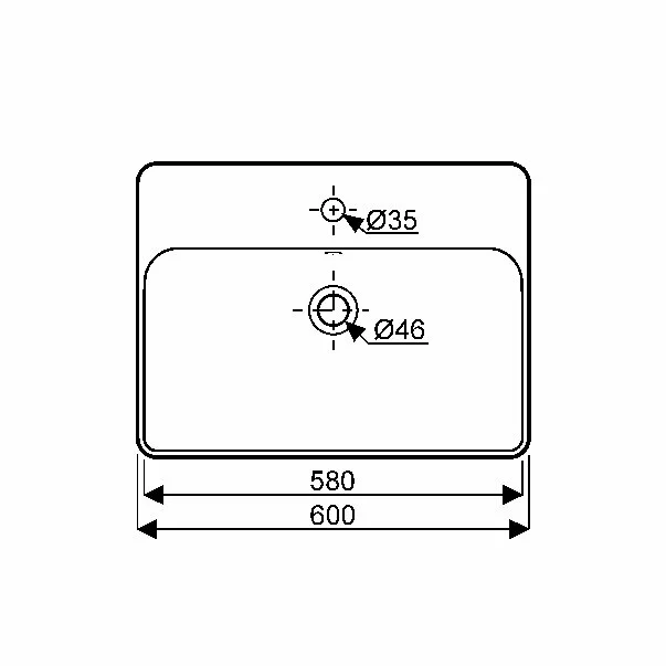 Lavoar pe blat Geberit Variform dreptunghiular cu preaplin 60x45 cm [3]