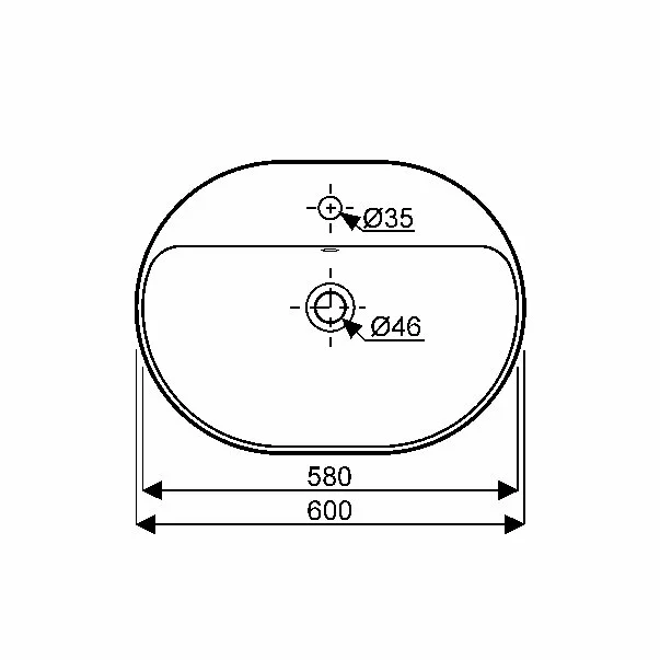 Lavoar pe blat Geberit Variform eliptic cu preaplin 60x45 cm [4]