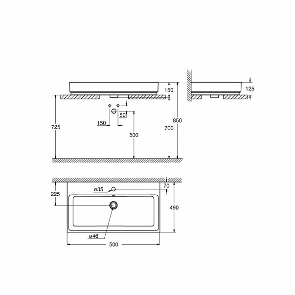 Lavoar pe blat Grohe Cube Ceramic cu PureGuard 50x49 cm [5]