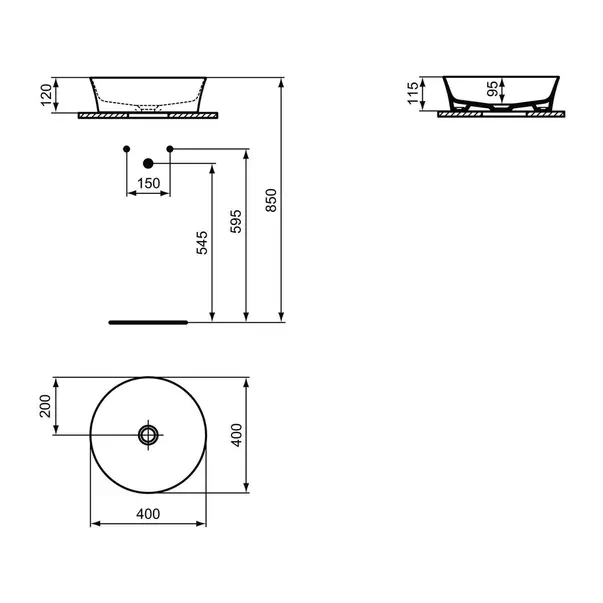 Lavoar pe blat Ideal Standard Atelier Ipalyss 40 cm alb lucios [3]