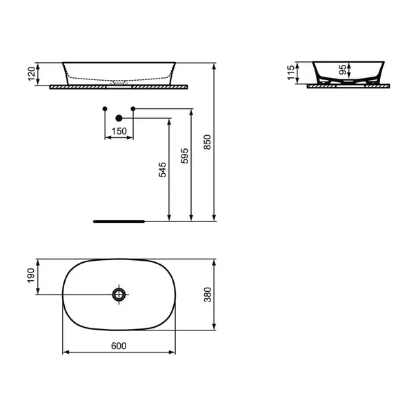 Lavoar pe blat Ideal Standard Atelier Ipalyss 60 cm alb mat [10]