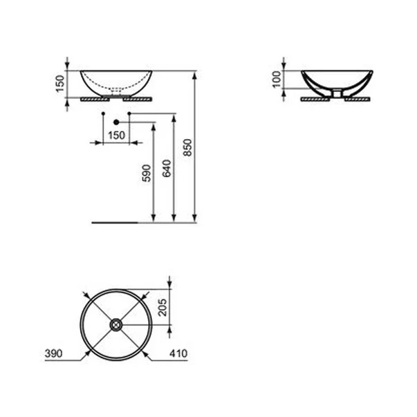 Lavoar pe blat Ideal Standard Strada 41 cm negru mat [5]
