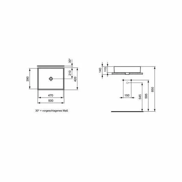 Lavoar pe blat Ideal Standard Strada 50x42 cm K077601 [3]