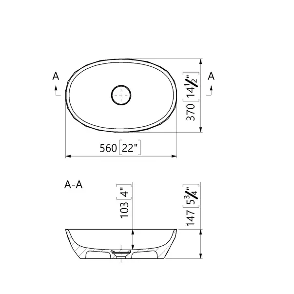 Lavoar pe blat Marmite Aruba alb 56 cm [2]