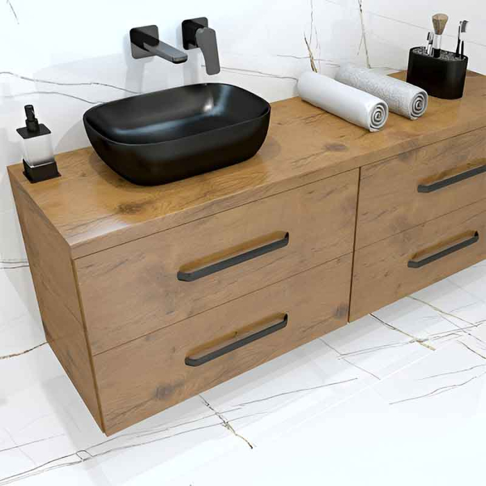 Lavoar pe blat Spectrum, Gineta Black, dreptunghiular rotunjit, negru mat [3]