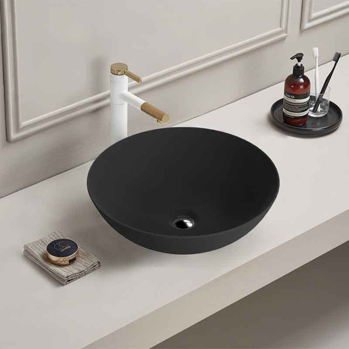 Lavoar pe blat Spectrum, Moana Black, oval, negru mat [2]