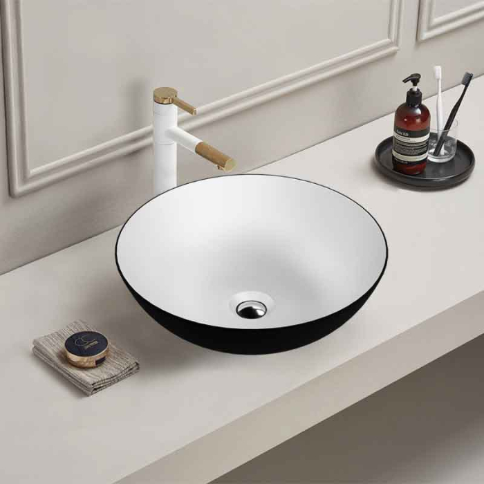 Lavoar pe blat Spectrum, Moana Black, rotund, negru mat [2]