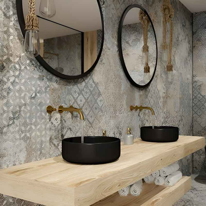 Lavoar pe blat Spectrum, Rosina Black, rotund, negru mat [5]