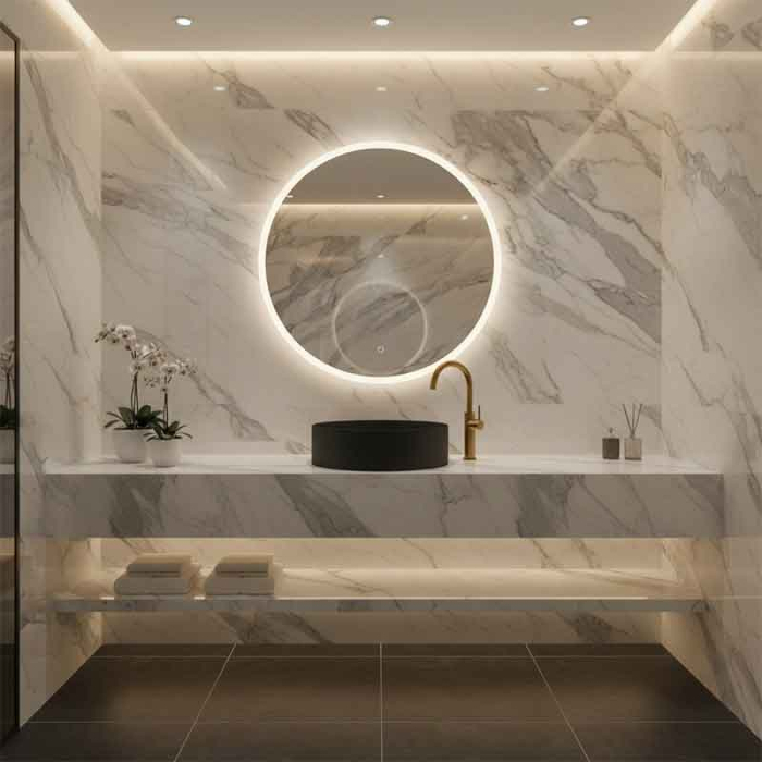 Lavoar pe blat Spectrum, Rosina Black, rotund, negru mat [6]