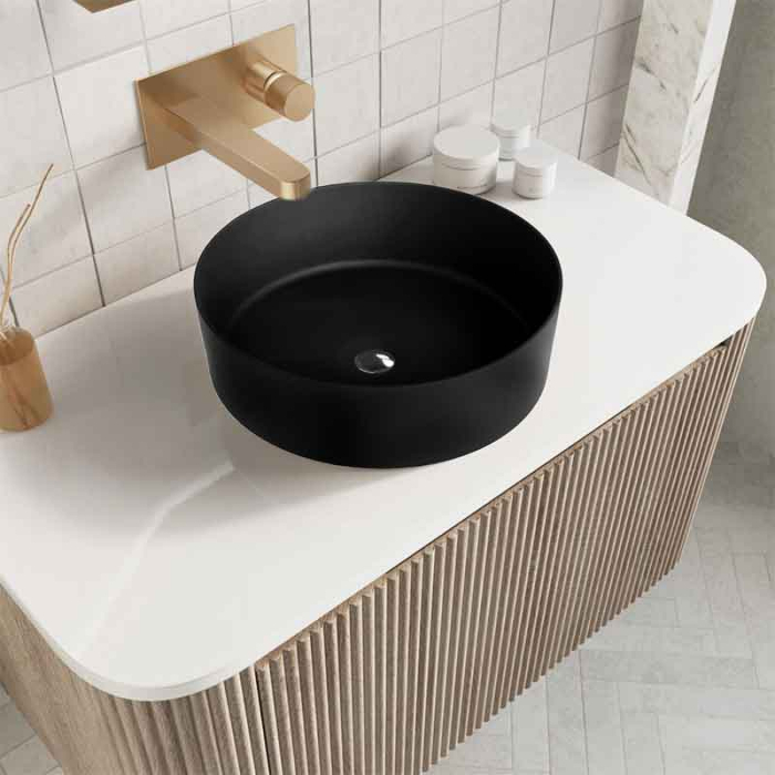 Lavoar pe blat Spectrum, Rosina Black, rotund, negru mat [3]