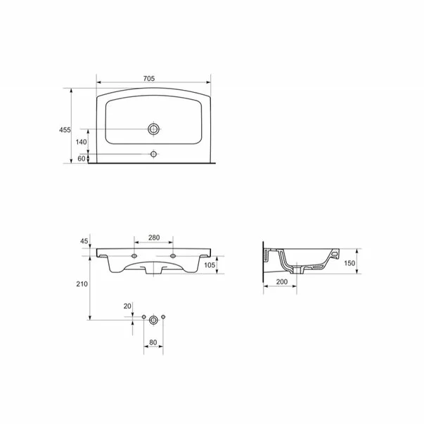 Lavoar pe mobilier Cersanit Easy 70x46 cm [2]