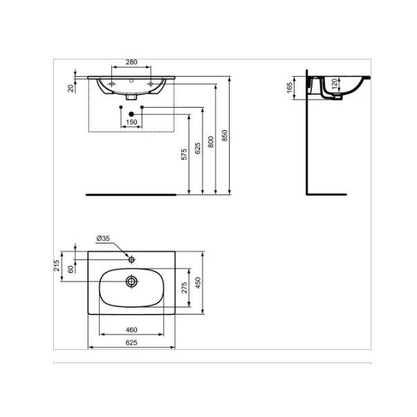 Lavoar pe mobilier Ideal Standard Tesi 62x45 cm [2]