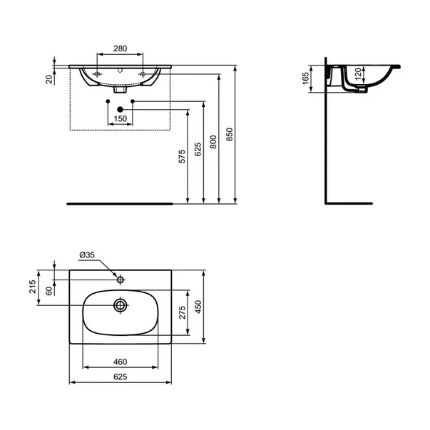Lavoar pe mobilier Ideal Standard Tesi 63x45 cm negru mat [2]