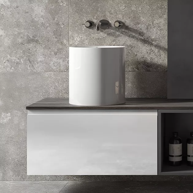 Lavoar Rak Ceramics Petit, pe blat, 36 cm, alb, PETCT13400AWHA [4]