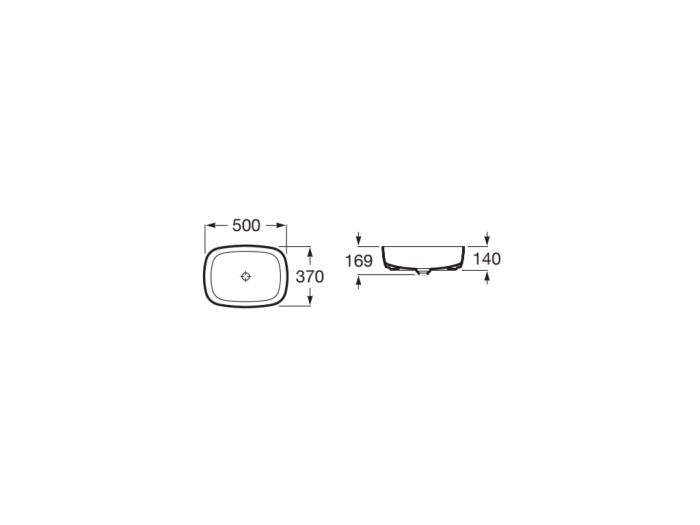 Lavoar Roca A327500000, 500 mm, 370 mm, 140 mm, 1 cuve, suprafata antiaderent, pe blat, fara nr orificii baterie, Alb [2]
