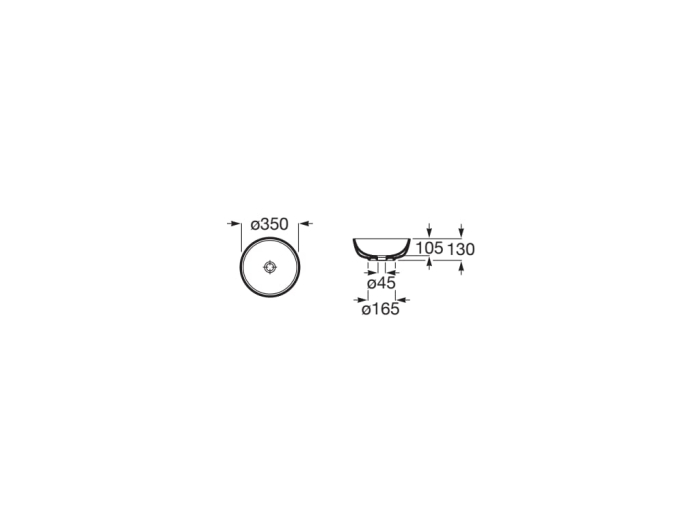 Lavoar Roca A327C12080, 350 mm, 130 mm, 1 cuve, pe blat, fara nr orificii baterie, interior zona montaj, Negru [2]