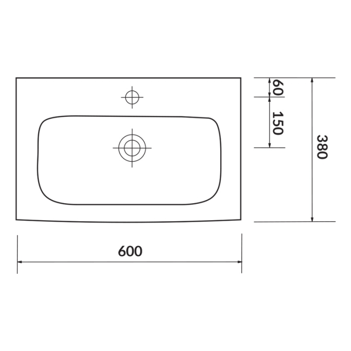 Lavoar slim pentru mobilier, Cersanit, Moduo, 60 x 38 cm, alb [2]
